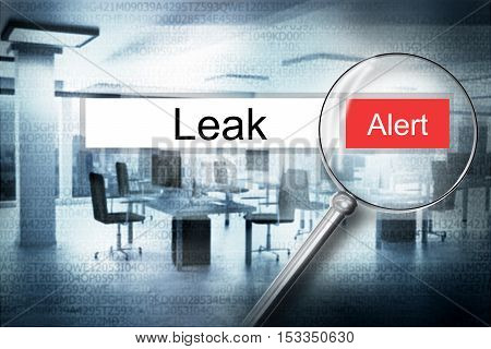 magnifier websearch leak alert modern office 3D Illustration
