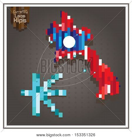 Business money kips and Spending laos dotted lines on the map gray background