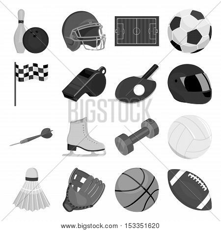 Sport and fitness set icons in monochrome style. Big collection of sport and fitness vector symbol stock