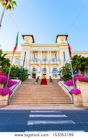 Casino Municipale Sanremo. Beautiful building in the modernist style in the city center.