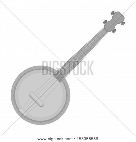 Banjo icon in monochrome style isolated on white background. Musical instruments symbol vector illustration