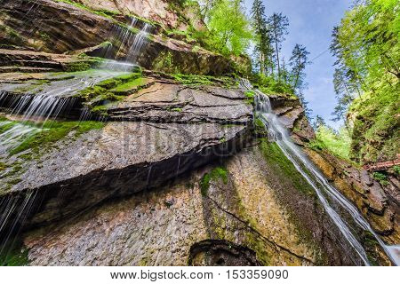 Beautiful Wimbach Waterfalls In The Alps, Germany