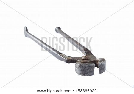 Round-old on a white background metal crowbar
