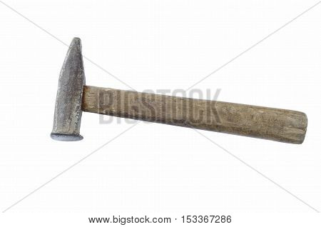 old rusty hammer on a white background of the village