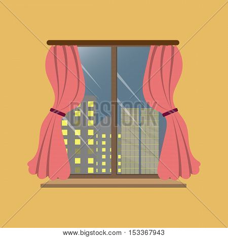 Room with a city view and skyscrapers