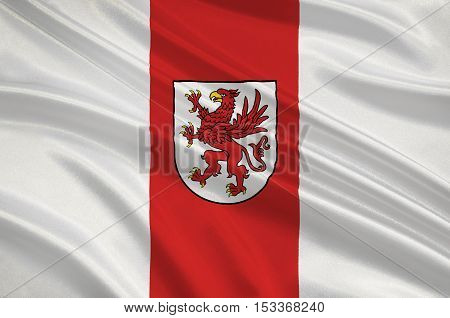 Flag of West Pomeranian Voivodeship or West Pomerania Province in northwestern Poland. 3d illustration