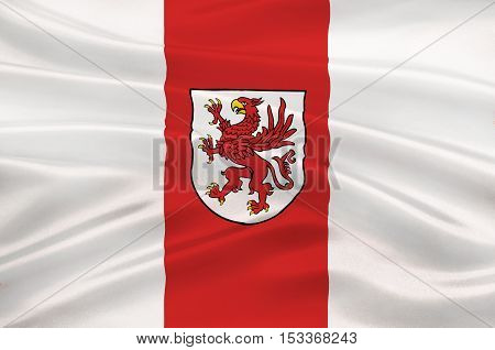 Flag of West Pomeranian Voivodeship or West Pomerania Province in northwestern Poland. 3d illustration