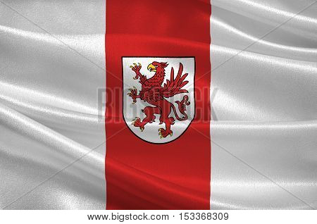 Flag of West Pomeranian Voivodeship or West Pomerania Province in northwestern Poland. 3d illustration