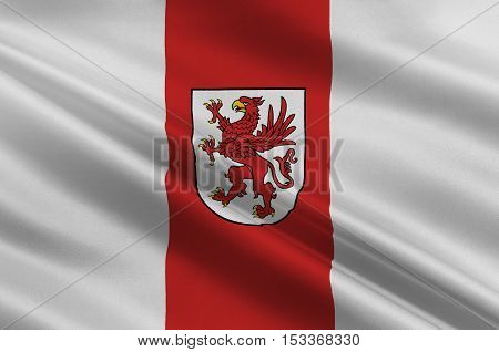 Flag of West Pomeranian Voivodeship or West Pomerania Province in northwestern Poland. 3d illustration