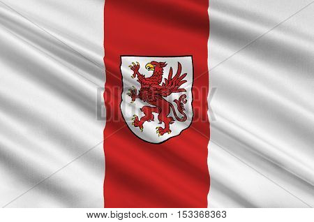 Flag of West Pomeranian Voivodeship or West Pomerania Province in northwestern Poland. 3d illustration