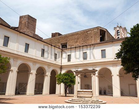 ROME ITALY - JUNE 12 2015: The baths of Diocletian (Thermae Diocletiani) in Rome. Italy
