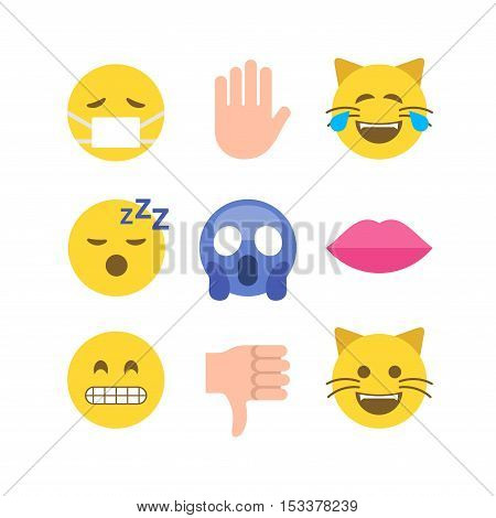Flat style abstract simple and colorful collection emoji