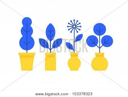 Abstract home plants flat style illustration collection