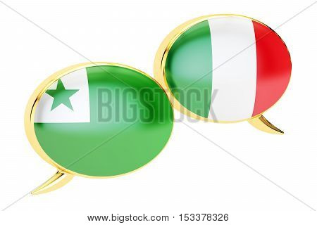 Speech bubbles Italian-Esperanto conversation concept. 3D rendering