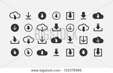 Download simple flat style cloud drive icon set