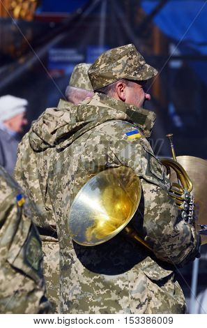 Ukrainian nazionalists celebrate the Day of OUN-UPA (Organisation of Ukrainian Nazionalists - Ukrainian Peoples Army). October 14,2016,Kiev, Ukraine