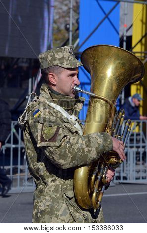 Ukrainian nazionalists celebrate the Day of OUN-UPA (Organisation of Ukrainian Nazionalists - Ukrainian Peoples Army). October 14,2016,Kiev, Ukraine