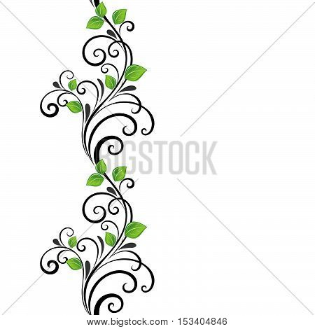 Beautiful seamless abstract floral background with green leaves . Vector illustration.