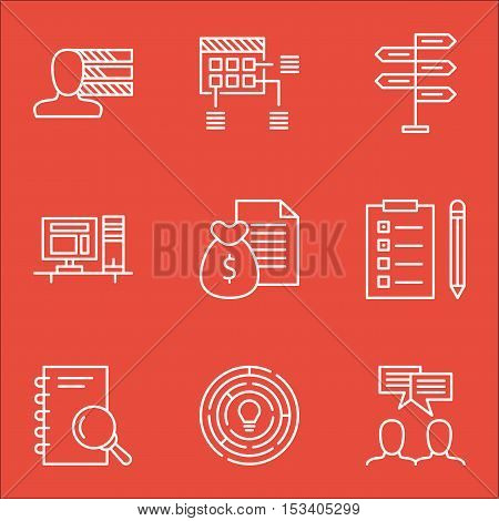 Set Of Project Management Icons On Analysis, Schedule And Reminder Topics. Editable Vector Illustrat