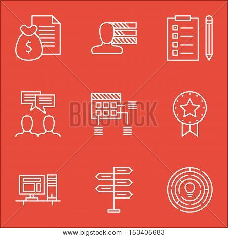 Set Of Project Management Icons On Reminder, Present Badge And Innovation Topics. Editable Vector Il