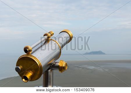 Telescope Viewer And View From Mont Saint-michel