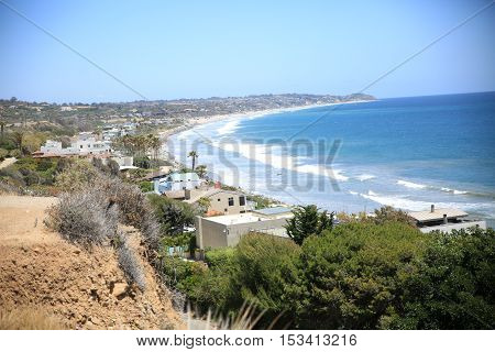 The ocean coast with the focus on Malibu homes in California