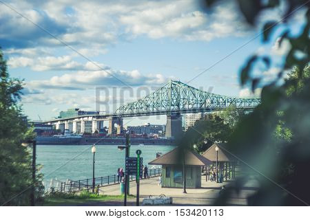 Beautilful day at Jacques-Cartier Bridge of Montreal Quebec Canada