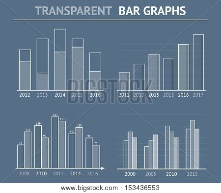Transparent bar graphs for statistics or data visualization, can be used in reports or presentations, vector eps10 illustration