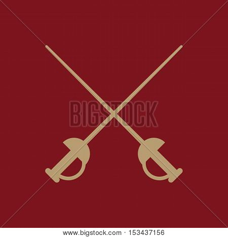 The sword icon. Epee symbol. Flat Vector illustration