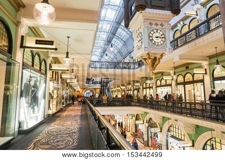 People do shopping taken in the Queen Victoria Building in Sydney Australia on 7 July 2016