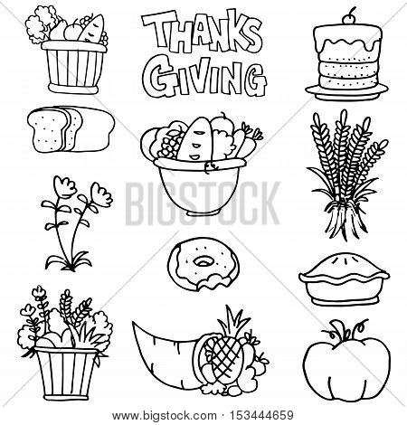 Element thanksgivig set of doodles vector art