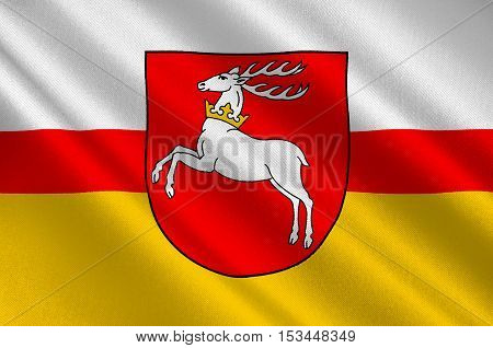 Flag of Lublin Voivodeship or Lublin Province in southeastern Poland. 3d illustration