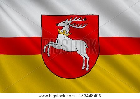Flag of Lublin Voivodeship or Lublin Province in southeastern Poland. 3d illustration