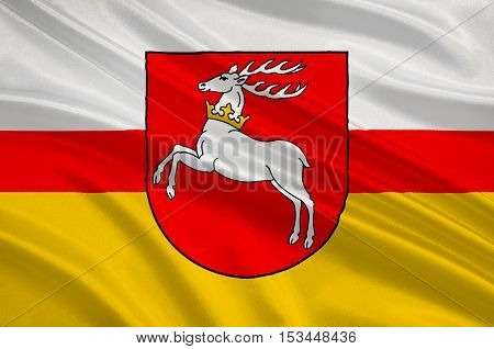 Flag of Lublin Voivodeship or Lublin Province in southeastern Poland. 3d illustration