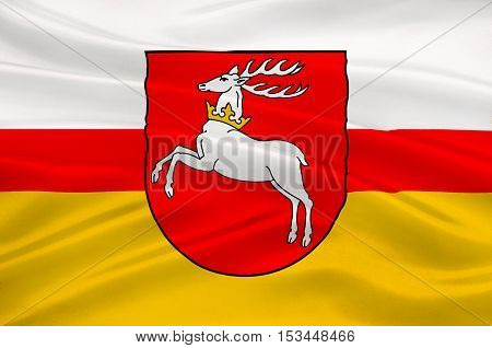 Flag of Lublin Voivodeship or Lublin Province in southeastern Poland. 3d illustration