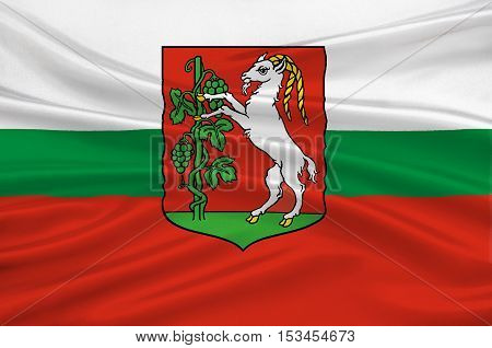 Flag of Lublin city in Lublin Voivodeship in southeastern Poland. 3d illustration