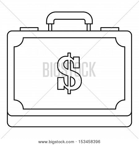 Briefcase full of money icon. Outline illustration of briefcase full of money vector icon for web