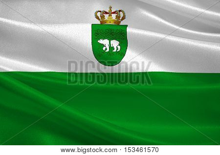 Flag of Chelm city in Lublin Voivodeship in southeastern Poland. 3d illustration