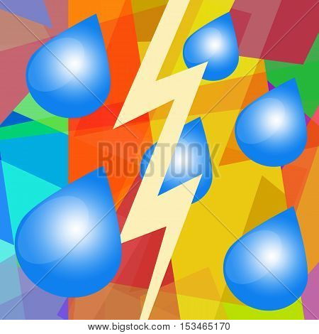 Rain, thunder and lightning, abstract art background