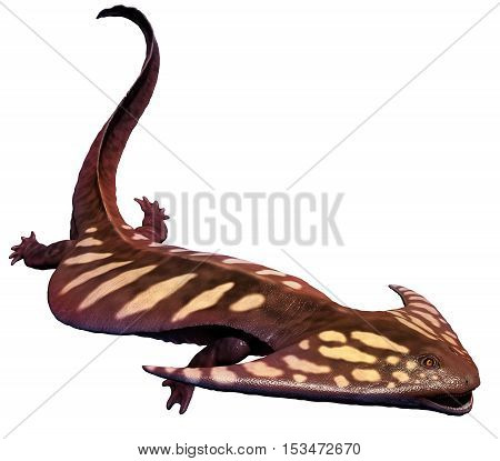 Diplocaulus from the Permian era 3D illustration