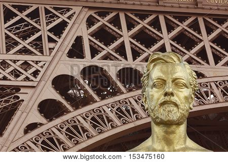 The Alexandre Gustave Eiffel bust Paris France