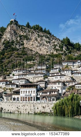 traditional balkan houses in historic old town of berat albania
