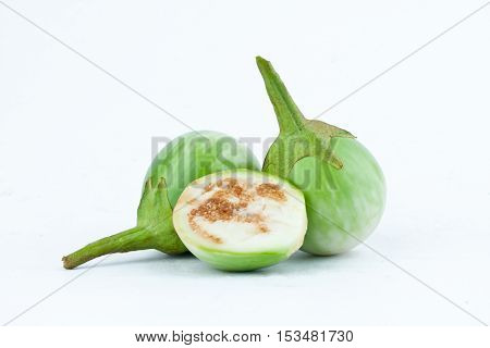 green thai eggplant or Yellow berried nightshade on white background eggplant aubergine  vegetable isolated