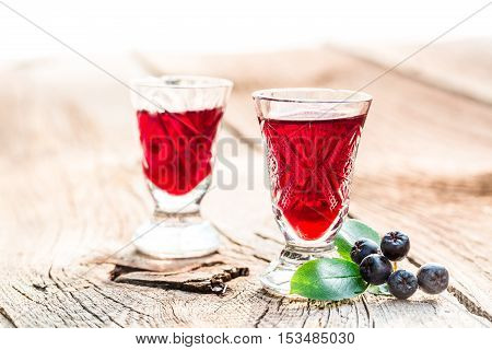 Sweet Liqueur Made Of Chokeberries And Alcohol