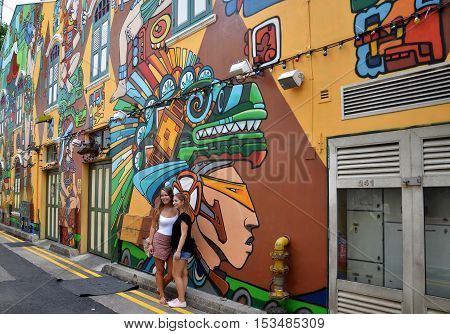 Decorative Wall Painting At Haji Lane, Singapore