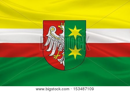 Flag of Lubusz Voivodeship or Lubuskie Province in western Poland. 3d illustration