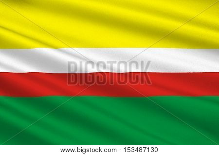 Flag of Lubusz Voivodeship or Lubuskie Province in western Poland. 3d illustration