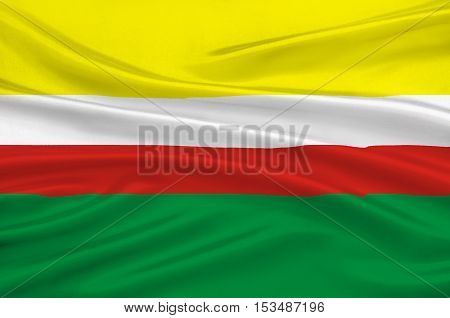 Flag of Lubusz Voivodeship or Lubuskie Province in western Poland. 3d illustration