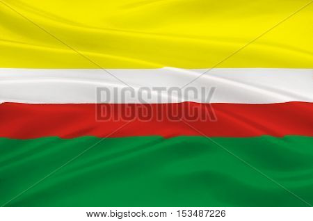 Flag of Lubusz Voivodeship or Lubuskie Province in western Poland. 3d illustration