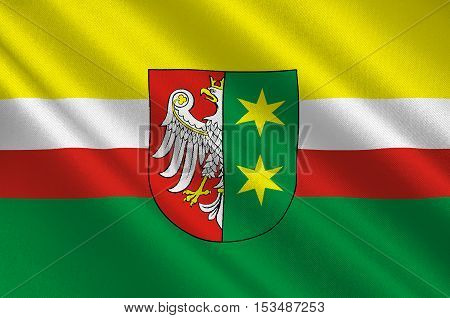 Flag of Lubusz Voivodeship or Lubuskie Province in western Poland. 3d illustration